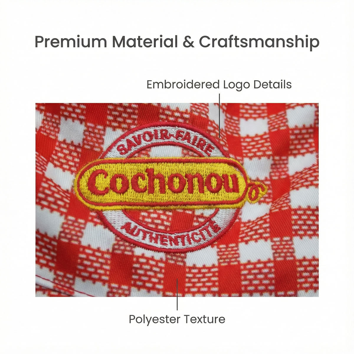 Chapeau Bob COCHONOU avec logo brodé, polyester à carreaux rouges, chapeau de soleil tendance pour homme et femme