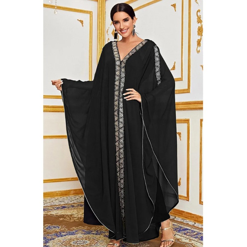 Abaya marocain caftan personnalisé dubaï robe Maxi à capuche manches chauve-souris Farasha caftan femmes musulmanes africain ouvert Kimono Boubou Evenin