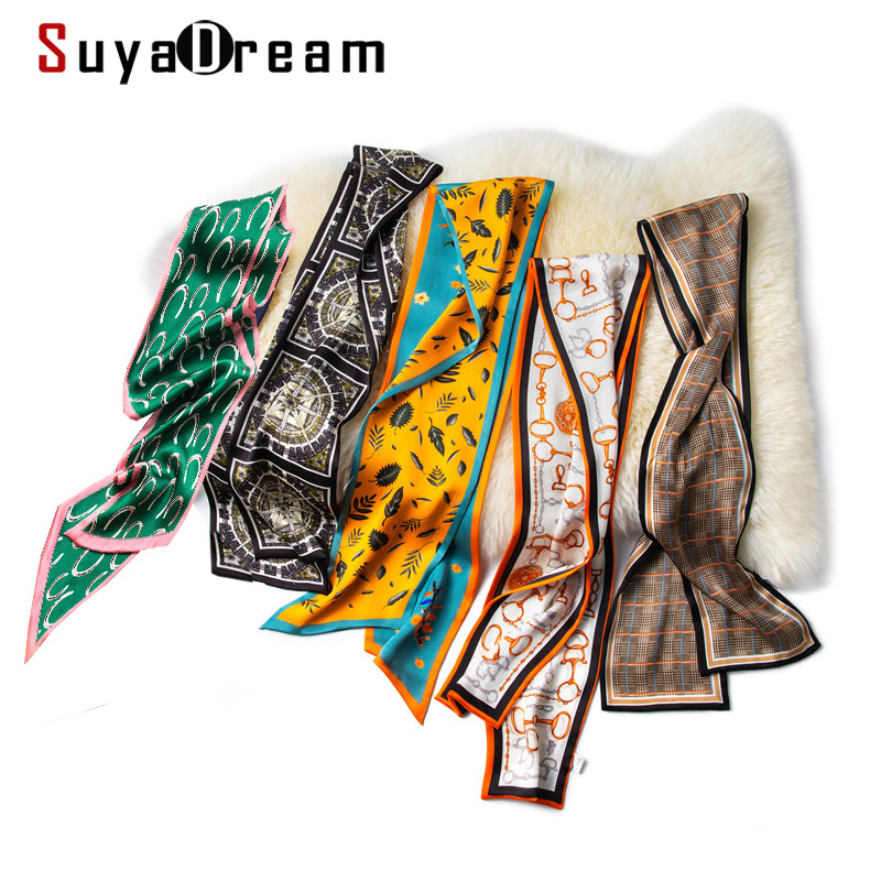 SuyareplWoman-Écharpe imprimée Mulberry pour femme, Inj145CMX15CM, Deux couches, sulfInjplanchers ves, 100% Spring Office Lady, 2024