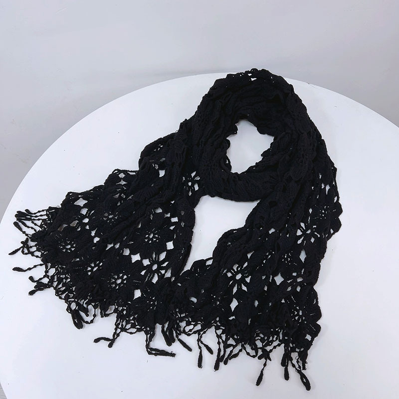 Écharpe en tricot au crochet pour femme, dentelle douce et polyvalente, protection du cou, printemps et automne