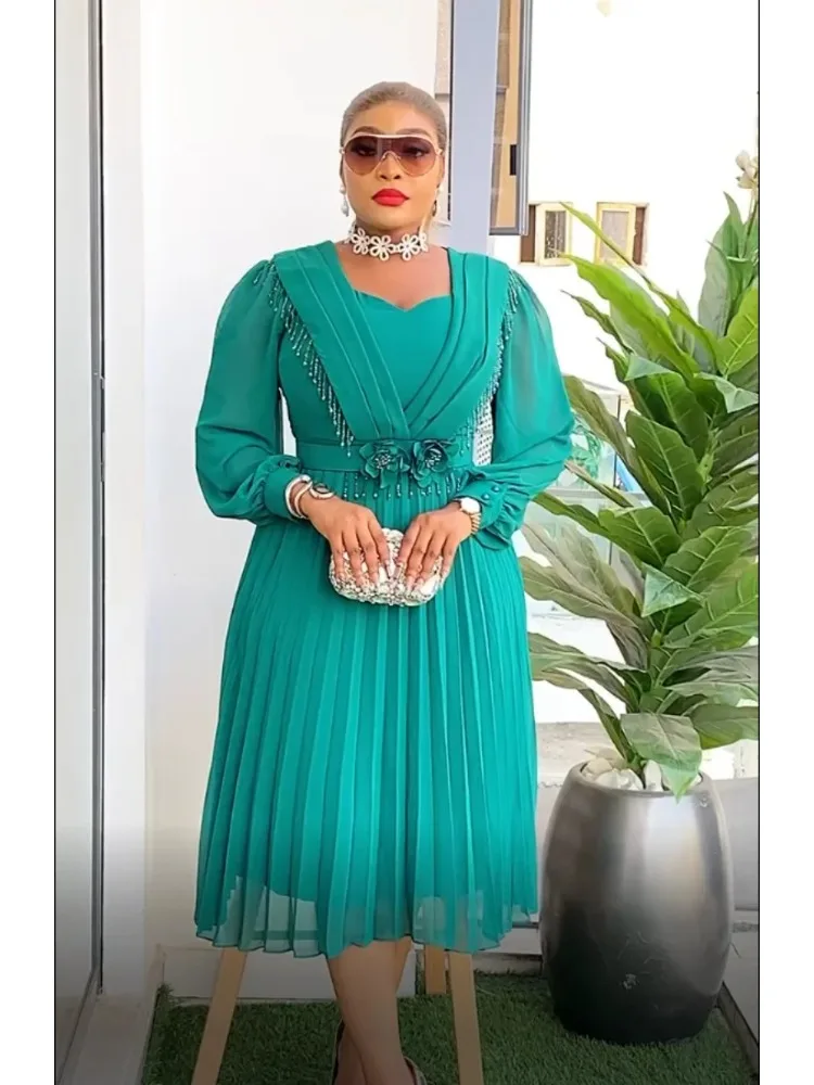 Robe africaine femmes mode vêtements élégants grande taille fête de mariage robe d'été 2025 pour bureau jupe plissée usage quotidien