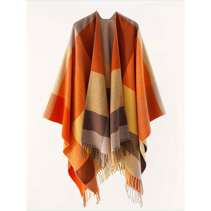 Cape châle résistante au froid pour femme, 1 pièce, grande taille, plaque ouverte, Style châle, veste pull, adaptée aux vêtements de soirée d'automne et d'hiver