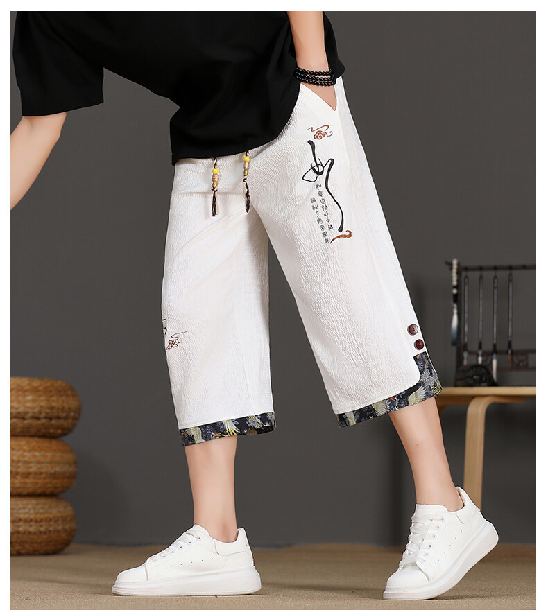 Pantalon traditionnel Kimono japonais pour hommes, vêtements asiatiques, pantalon de bain décontracté, ample, Style japonais, Yukata, pantalon court en lin