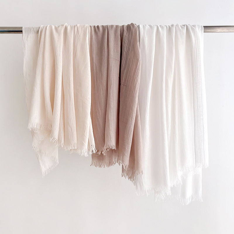100*190 cm grande taille couleur unie femmes écharpe coton lin sentiment voyage crème solaire châle gland foulard musulman Hijab enveloppes