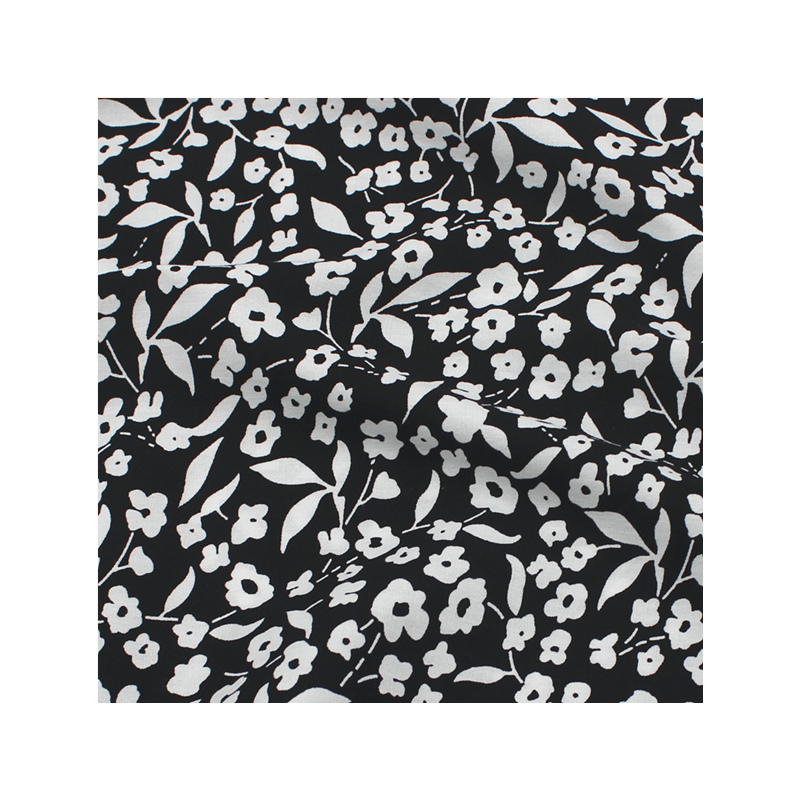 Tissu Floral en pur coton noir et blanc, tissu imprimé tout coton de Style pastoral pour vêtements de robe pour femmes, tissu fait à la main