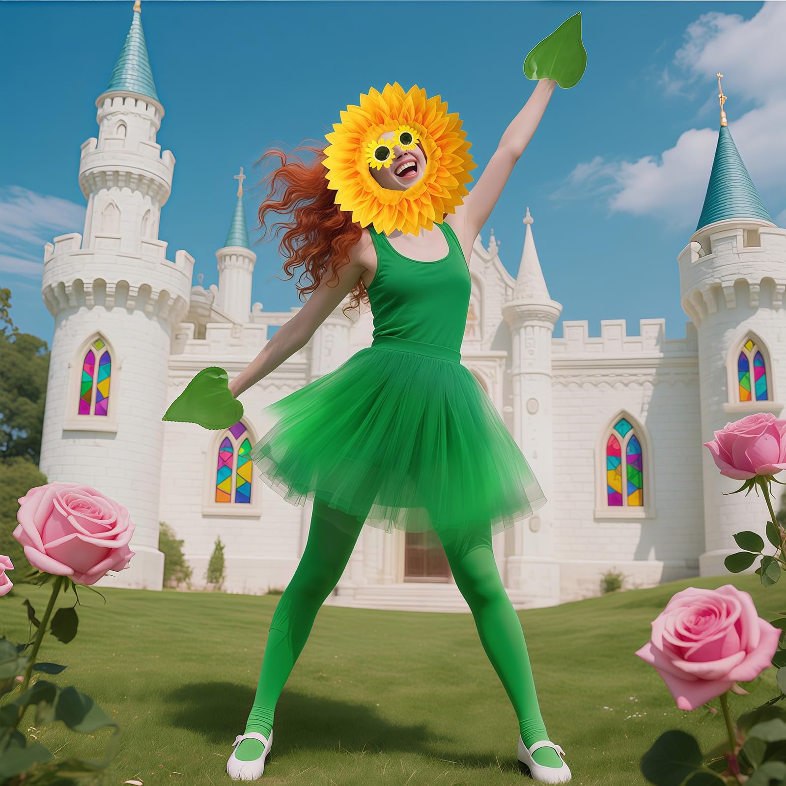 Costume de tournesol, tenue de fleur de marguerite, couvre-chef de fleur de soleil, lunettes, jupe Tutu, gants, chaussettes, Costume de plante