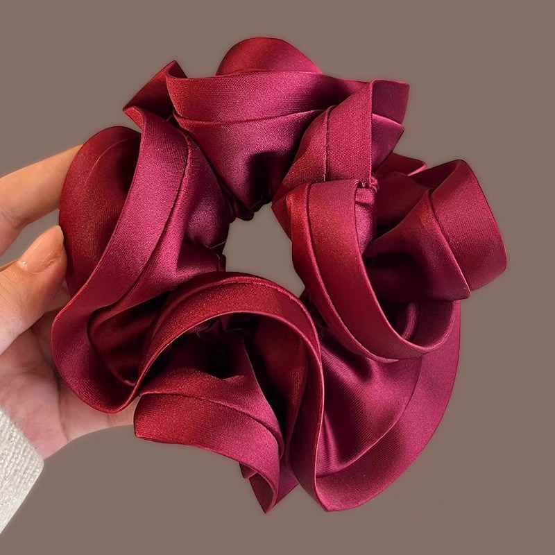 Scrunchie extra-large en satin rose |   Nouvelle Élastique à Cheveux Élégante Style Coréen 2026 pour Chignon