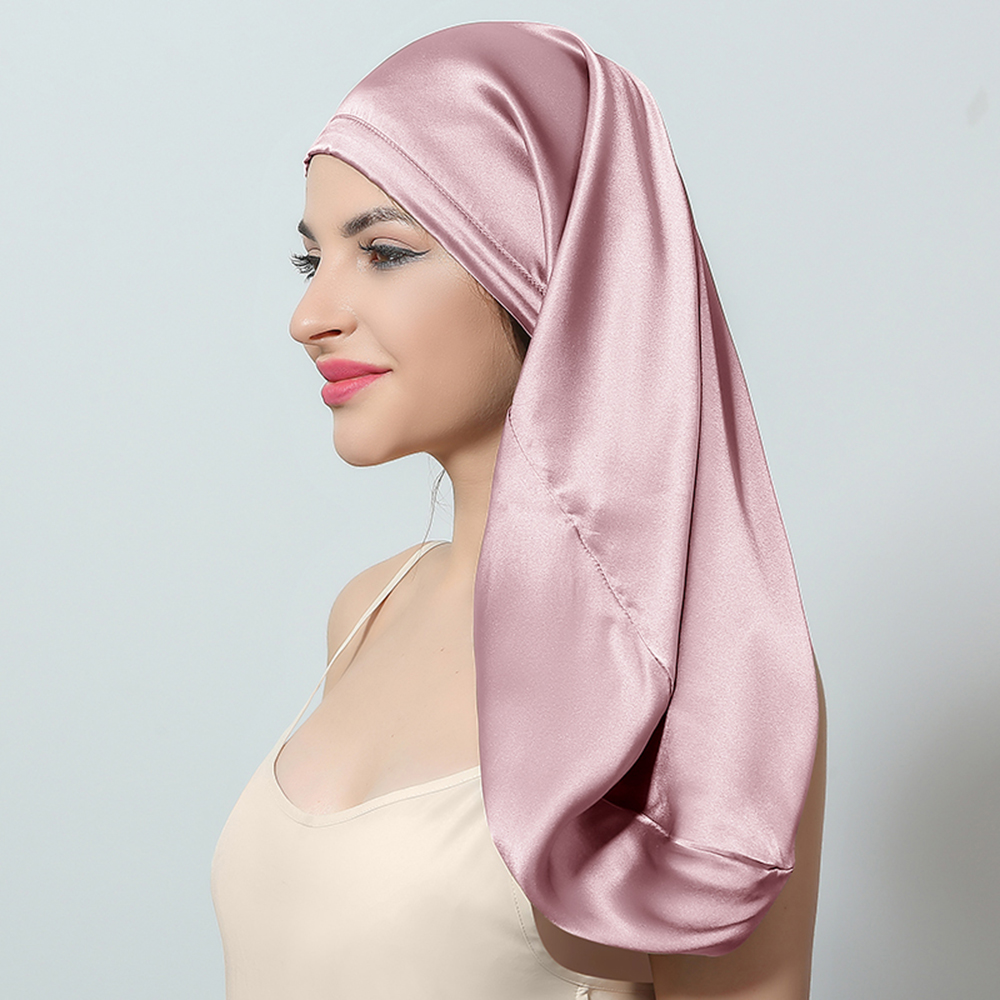 InjSleeping Hair Cap for Women, Long Hair, Night Sleep Cover for Hair Care, 16 Momme, 100%