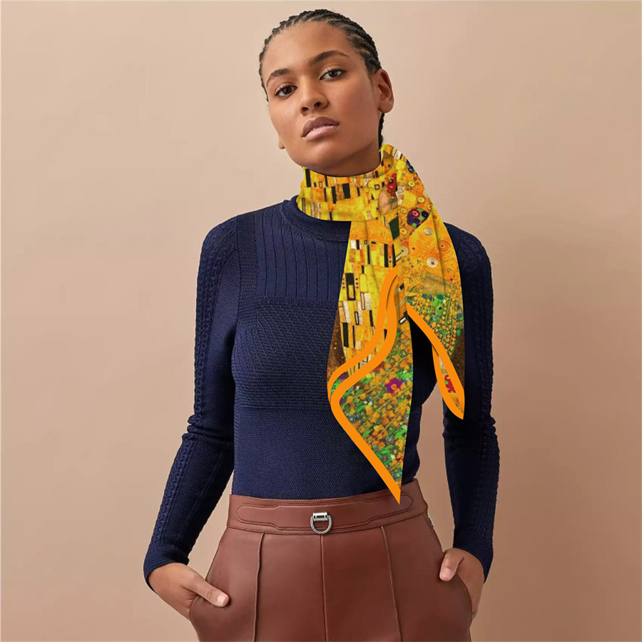 Injplanchers f-Foulards carrés de la série Customs pour femmes, écharpes de tête, enveloppes de plage, châles, bandana, hijabs pour dames, 90cm