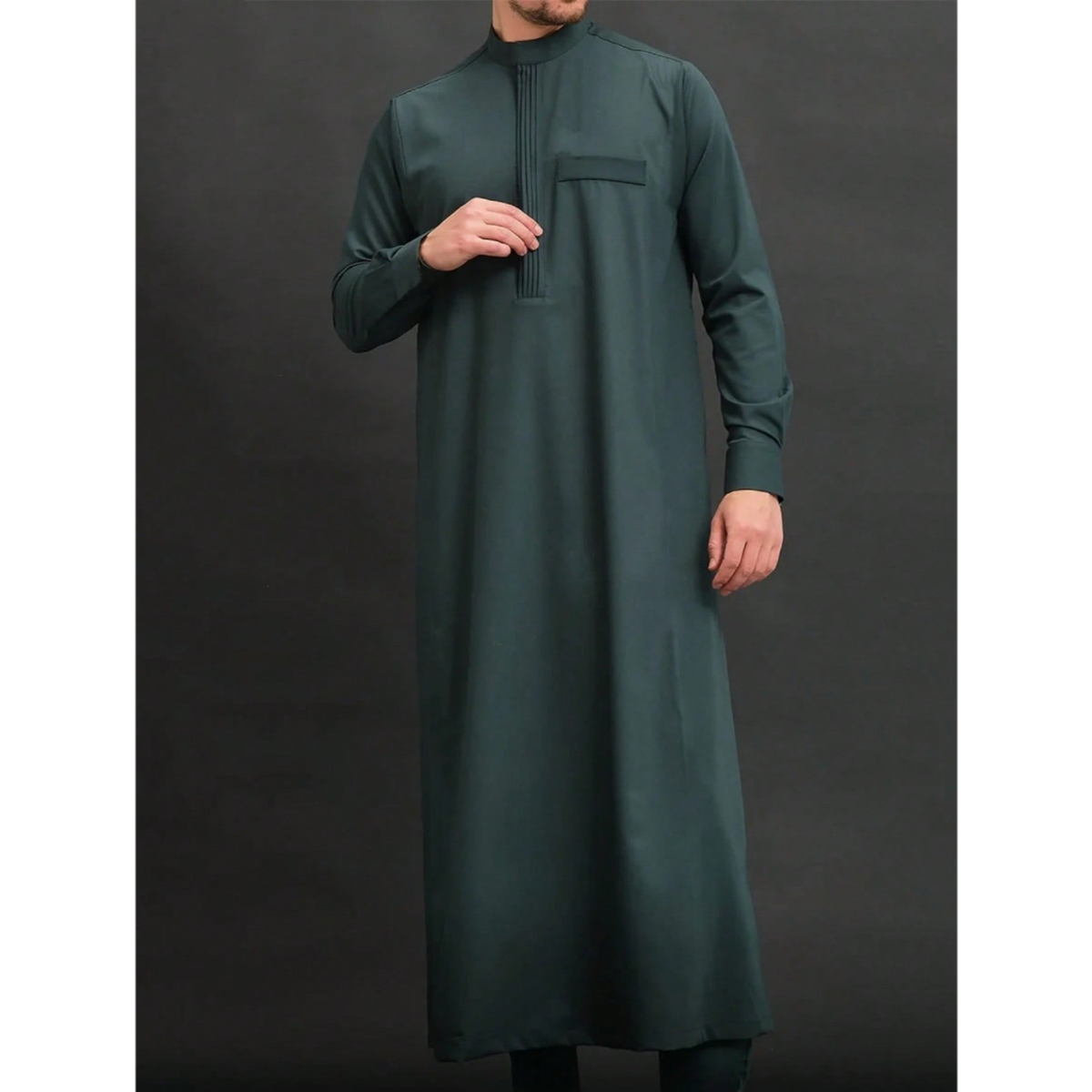 Robe de style motard pour hommes musulmans, élégante robe rétro brodée, décontractée, ample, à manches longues, robe pour hommes pour l'Aïd al-Fitr