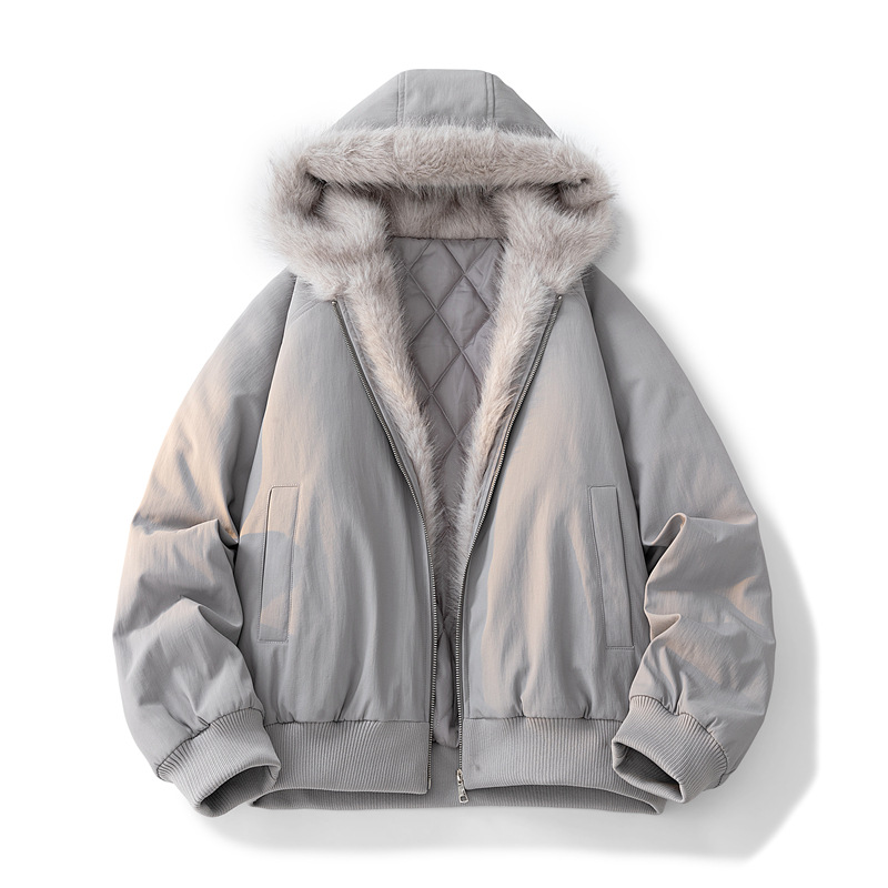 Veste d'hiver homme femmes col de fourrure mode Parka épais manteau chaud surdimensionné veste décontractée ample à capuche américain Streetwear Cool