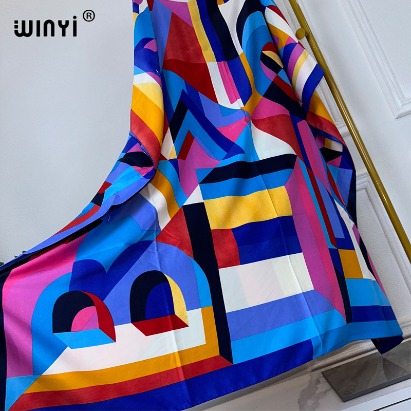 WINYI-Robe de soirée maxi pour femmes musulmanes, kaftan africain, imprimé Boho, abaya de plage, dubaï, luxe, mode, été