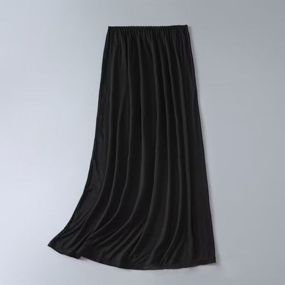 Jupe mi-longue en soie glacée fine pour femme, sous-jupe en dentelle anti-transparence, taille haute élastique anti-éclairement