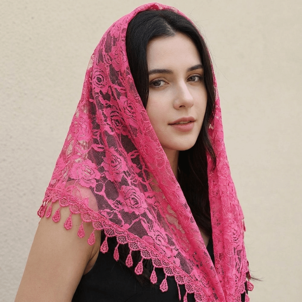 Écharpe vintage en dentelle anti-UV avec pompon, style coréen, imprimée, foulard, bandeau pour cheveux, bandeau triangulaire à fleurs colorées, pour l'église