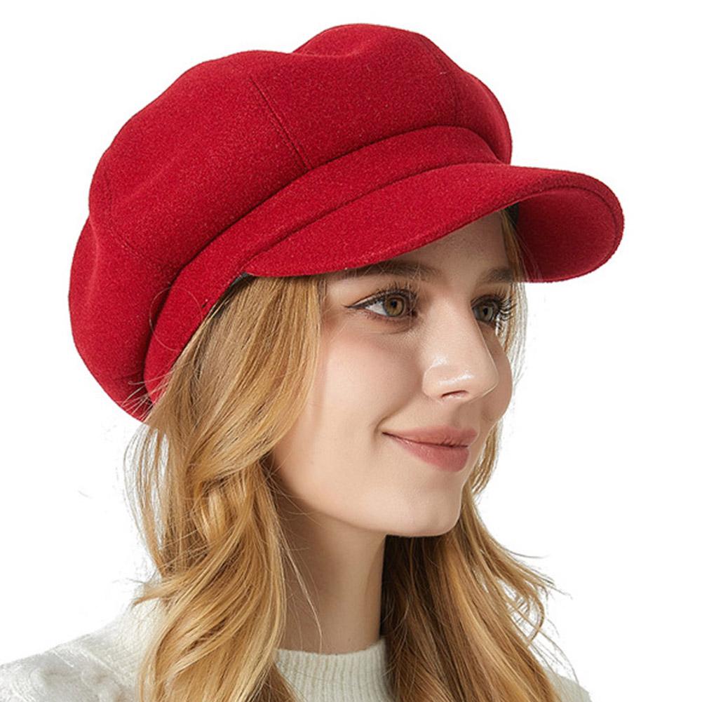 Automne hiver chapeaux pour femmes solide plaine octogonale casquette de gavroche hommes dames décontracté laine chapeau hiver béret femmes peintre casquettes