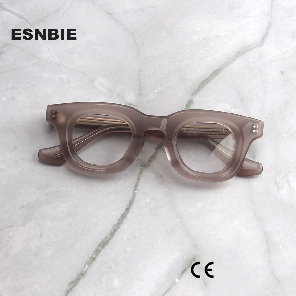 Montures optiques en acétate Transparent scuplé pour hommes et femmes, Design de marque, rétro, rondes, en écaille de tortue, ovales, faites à la main