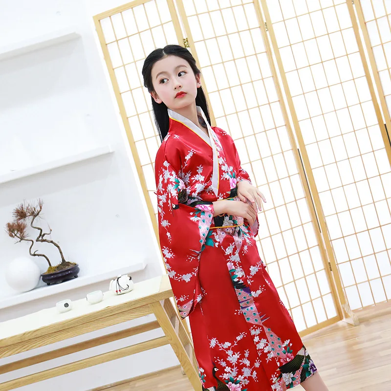 Robe Kimono Japonaise à Imprimés pour Fille, Ensemble Traditionnel pour le Primaire, Spectacles Scolaires, Cosplay