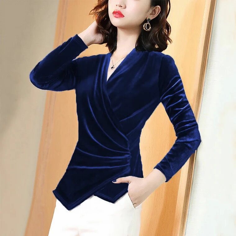 Chemisier Femme Automne 2026, Chemise en Velours Doré, Design Féminin, Élégant Style Français, Manches Longues, Veste Rétro en Velours Doré, Chemisiers Femme
