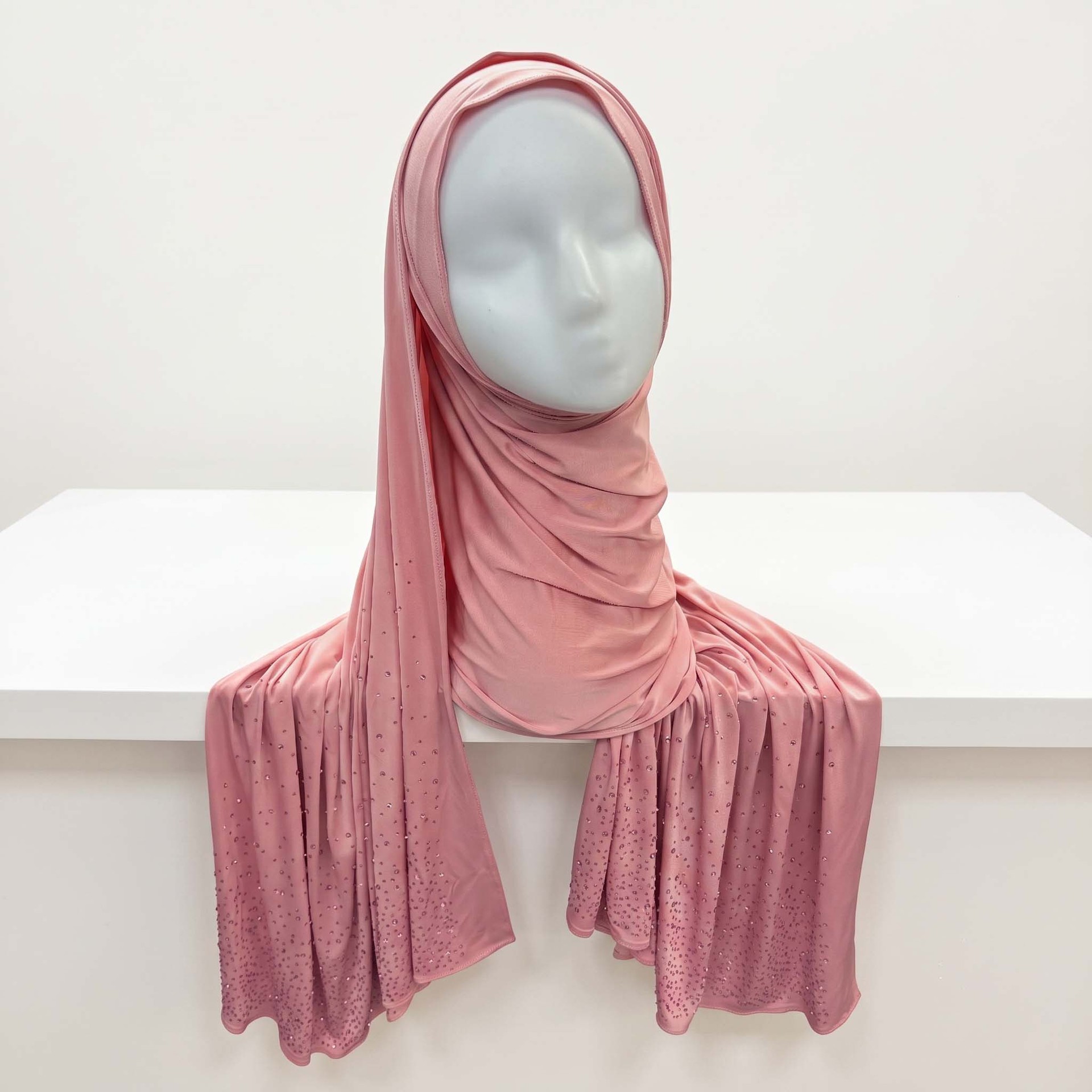 Hijab en jersey liquide de luxe élégant à motifs diamantés, châle quotidien pour femme, doux et respirant, foulard musulman