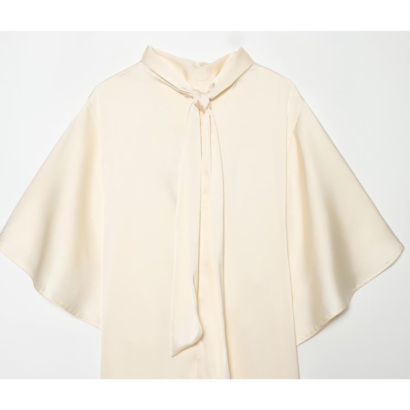 Robe midi fluide pour femme, été 2026, col montant, manches courtes cape, élégante, décontractée, couleur unie