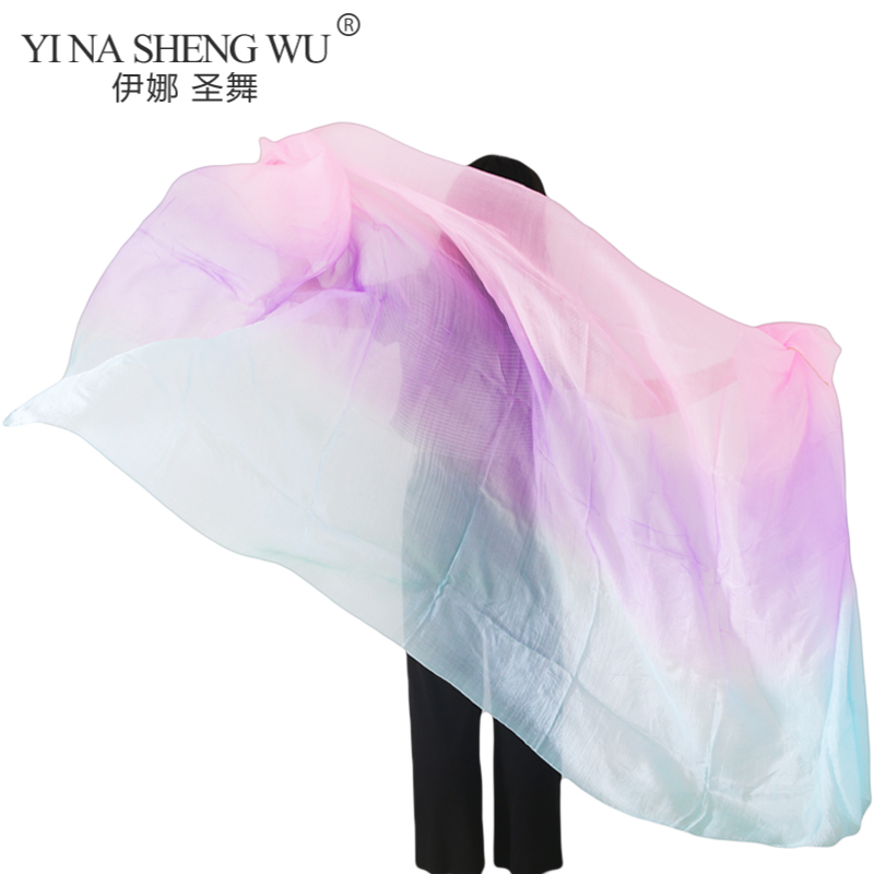 100% véritable voile de soie châle femmes écharpe accessoire de Costume personnalisé à la main teint voile de soie danse du ventre pur naturel voile accessoires