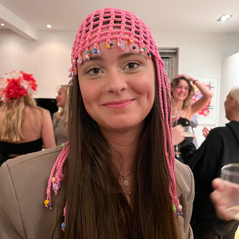 Chapeau en crochet style ethnique, chapeau de plage à pompons, bandeau perlé en maille à pompons, accessoire de cheveux style bohème, tenue tendance ﻿