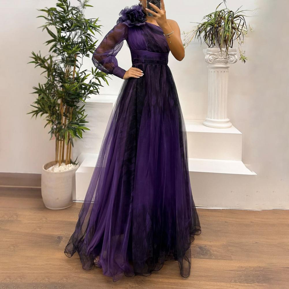 Robe de Cocktail en Maille Plissée pour Femme, Tenue de Soirée Élégante avec Décor Floral 3D, pour Banquet Spécial