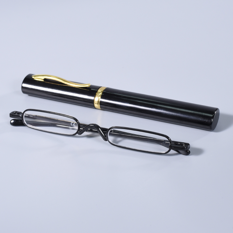 Lunettes de lecture élégantes à monture noire, monture en métal ultra-fine, lunettes de lecture portables pour hommes et femmes, mini-lunettes de lecture pour presbytie