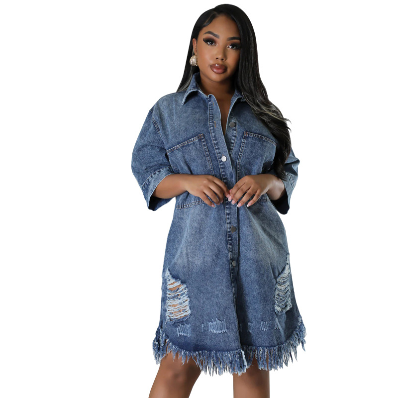 Robe en jean pour femmes, robes mi-longues, Vestidos Y2k, streetwear, col rabattu, élégante, robe de soirée décontractée, travail, printemps 2026