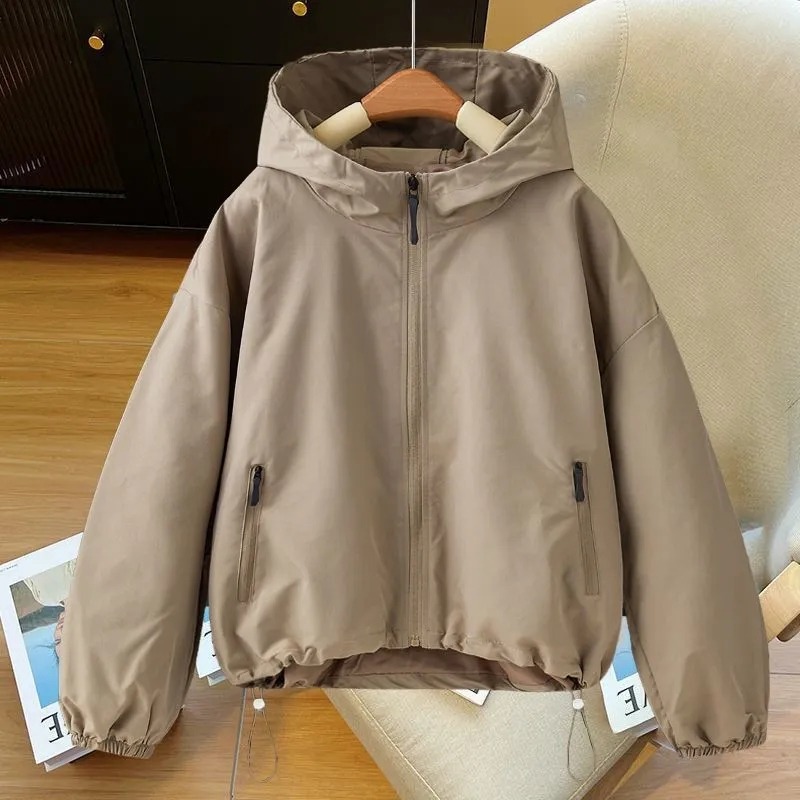 Veste Courte Femme Printemps Automne 2026 – Manteau Tendance à Capuche de Haute Qualité pour Dames – Vêtement d'Extérieur Décontracté et Élégant