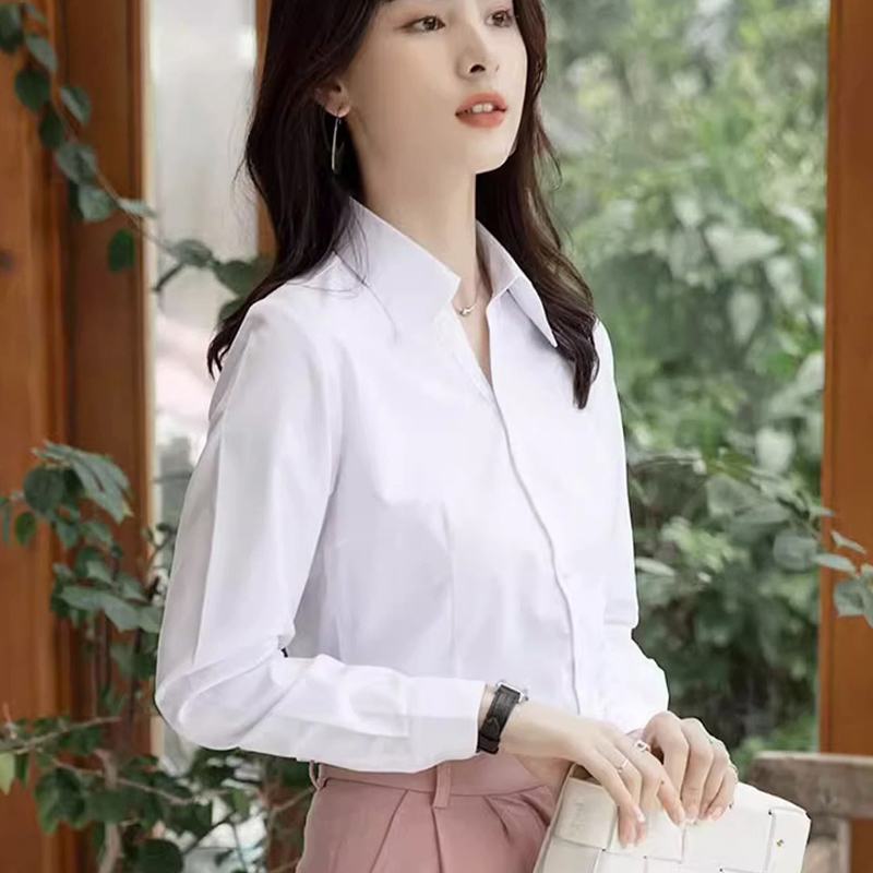 Chemise blanche professionnelle pour femmes, bureau, coupe cintrée, chemisier formel, pour les déplacements quotidiens, Simple, polyvalent, col carré, chemise de Base