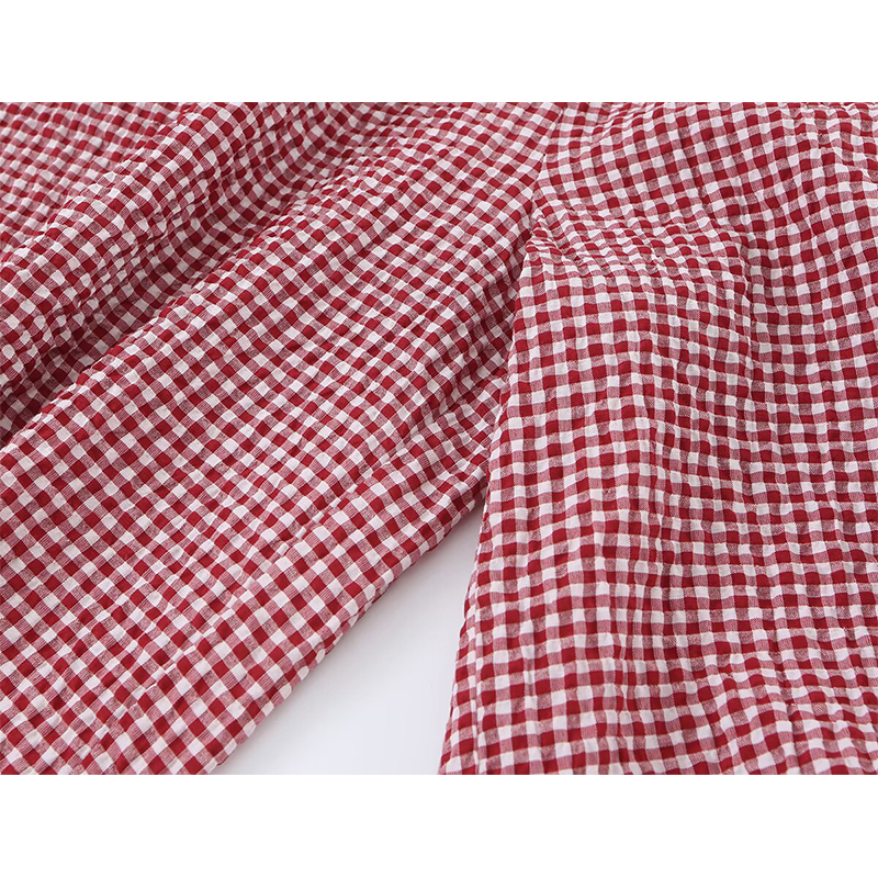 Pantalon Bloomers à cordon de serrage à carreaux rouges pour femmes, taille haute, coupe ample, pantalon d'été, sorties décontractées