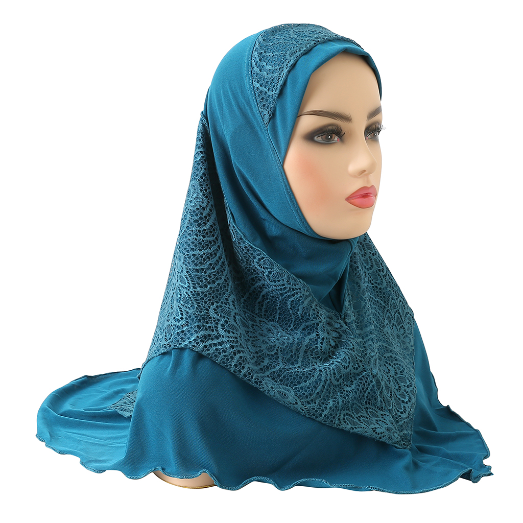 H126 Hijab de prière pour petites femmes ou grandes filles, taille moyenne 65*60cm, foulard musulman, chapeau islamique, couvre-chef Amira à enfiler.