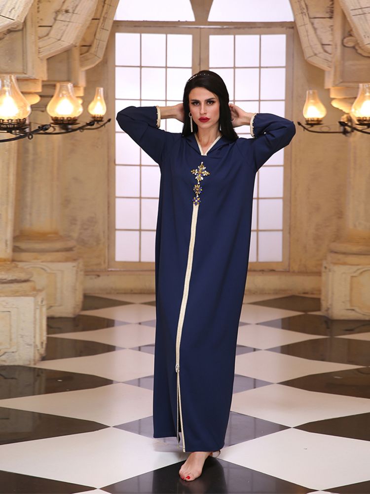 Ramadan Eid bleu Abaya dubaï turquie Islam Hijab Robe musulmane caftan Robe Longue Femme Kebaya robes africaines pour femmes Caftan