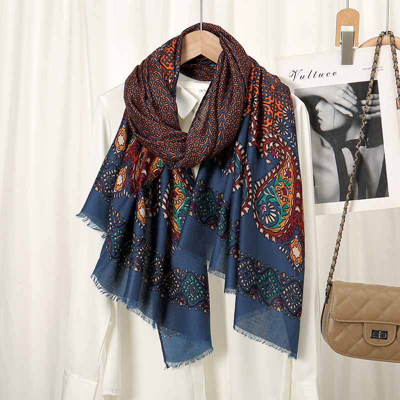 Châle en Viscose à franges florales Paisley aztèque pour femme, écharpe de haute qualité, étole Pashmina, Bufandas, Hijab musulman, 180x90Cm, hiver 2026