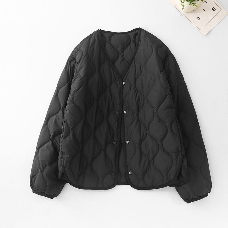 Veste d'hiver femme veste femme automne et hiver veste rembourrée femme courte Joker col en v empilé léger manteau rembourré en coton