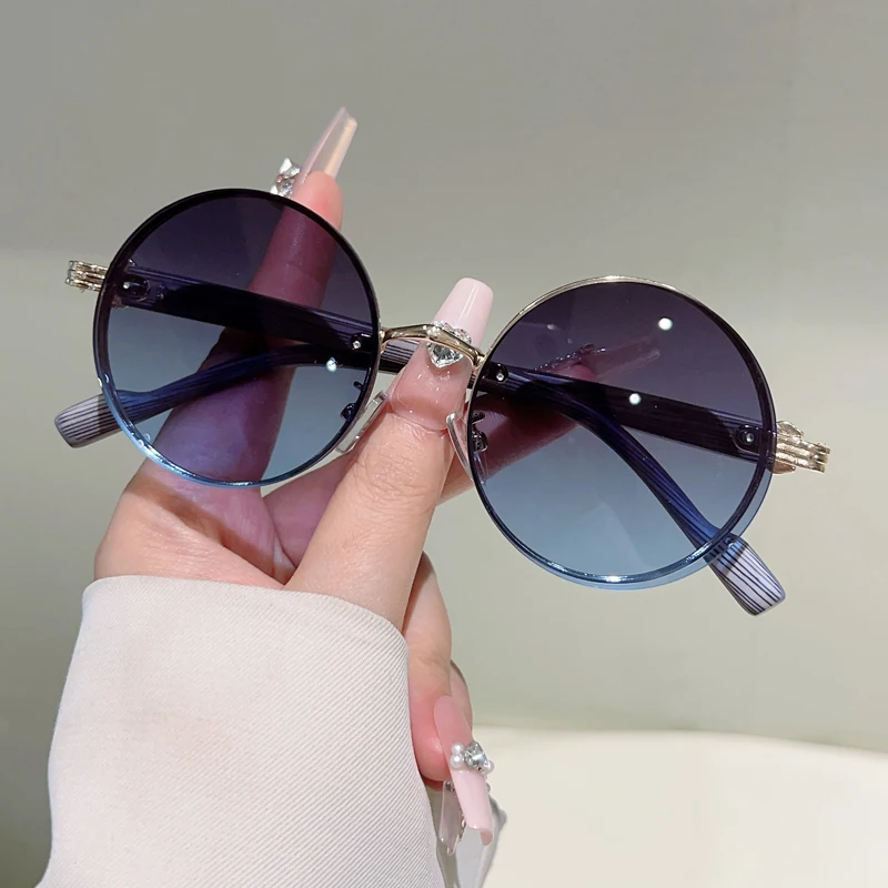 Lunettes de soleil rondes vintage pour hommes, nouvelle mode, dégradé multicolore, lunettes de soleil pour femmes, design de marque de luxe tendance, lunettes décontractées