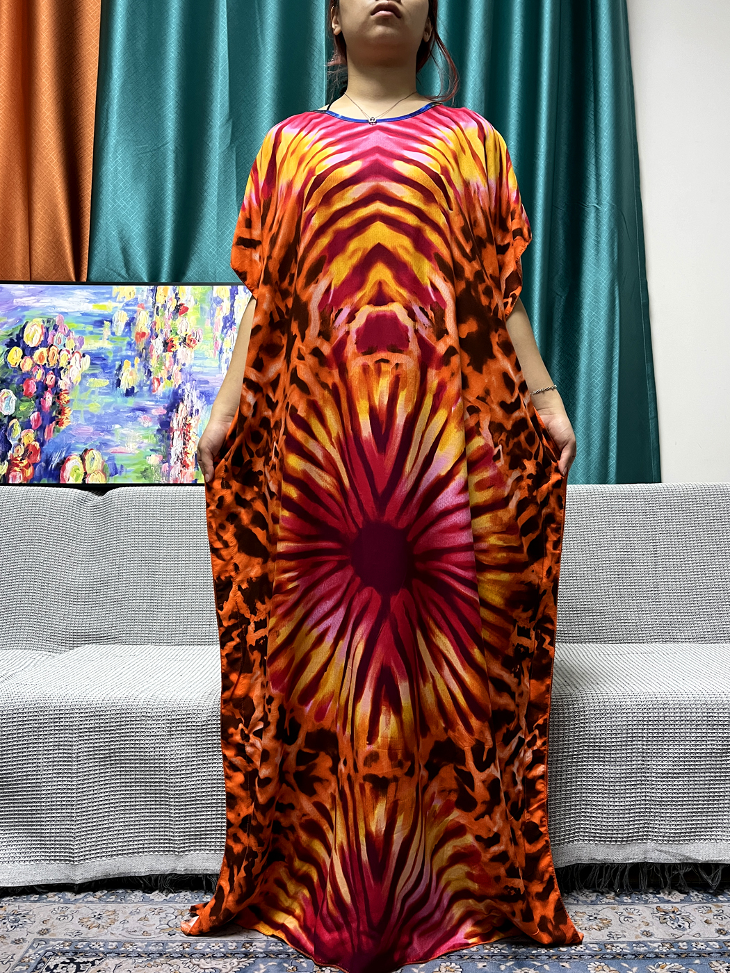 Abayas-Robe de prière en coton fleuri pour femmes, vêtement de Dubaï, robes caftan marocaines avec écharpe, Afrique, Turquie, Islam