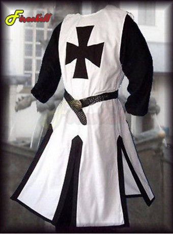 Pardessus de chevalier templier à manches longues pour hommes, robes de cosplay médiévales, manches courtes, costume de reconstitution Y, croisé