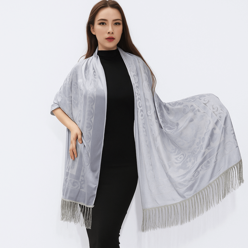 Châle de robe chinoise de Style ethnique, Design élégant, utilisation polyvalente, écharpe longue à franges, matériau chaud, écharpe en velours à bord frangé