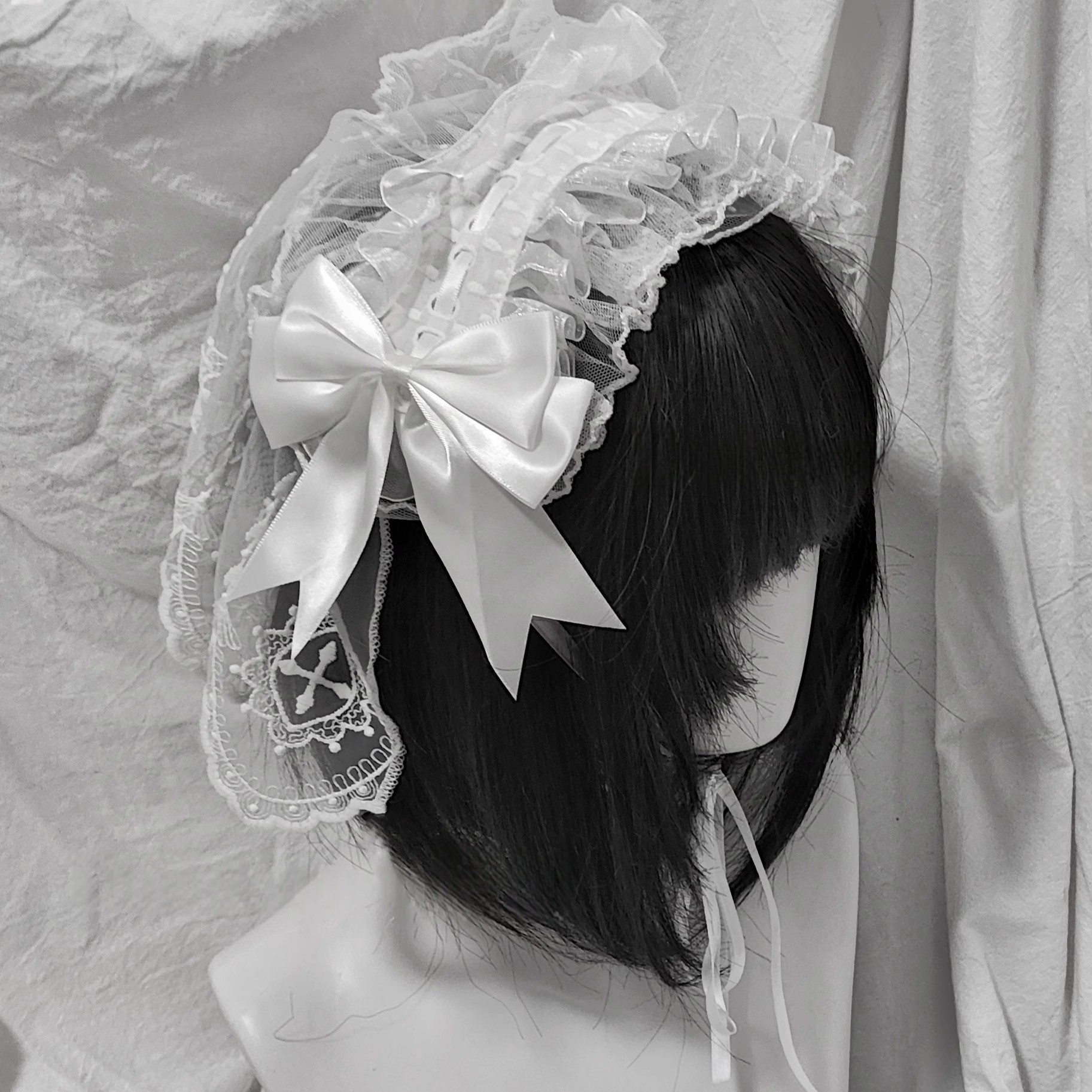 Voile de mariée Lolita Original, 4 Types, bandeau polyvalent, gothique, dentelle foncée, couvre-chef d'ange, Cosplay Lolita, accessoire pour cheveux à volants