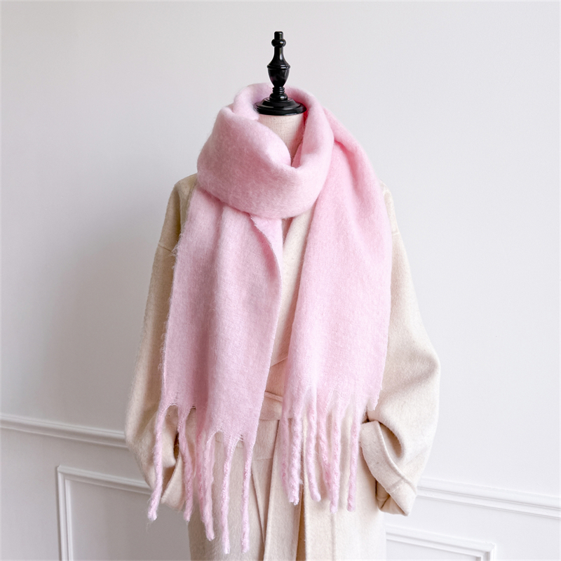 1 pièces couleur unie doux hiver chaud écharpe femmes Imitation cachemire luxe épaissi châle Pashmina glands moelleux écharpe châle