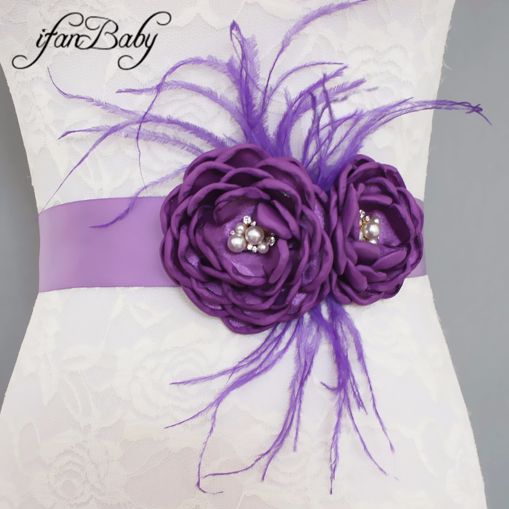 Ceinture à fleurs brûlées, ceinture à ceinture pour femme et fille, ceinture à plumes de mariage