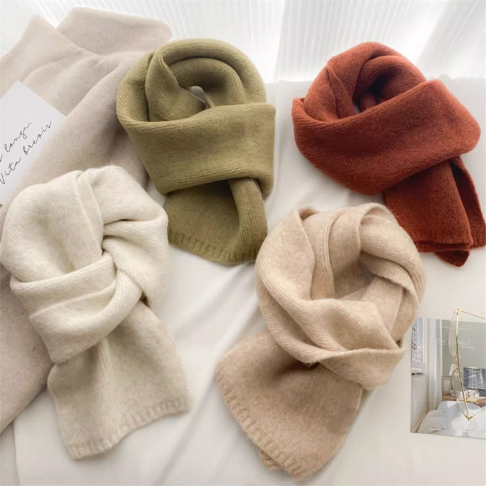 Mode cachemire écharpe hiver tricot hommes femmes écharpe thermique laine mélange foulard couleur unie plus chaud cou couverture nouveau 2025
