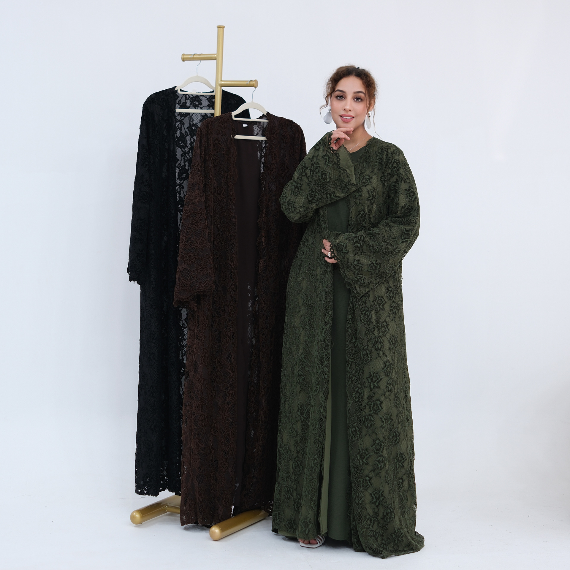 Robe Abaya en dentelle pour femme, Cardigan musulman, Robe de fête ouverte, Abayas du Ramadan, Kaftan de Dubaï, Islam, Maroc, Vestidos, Jalabiya