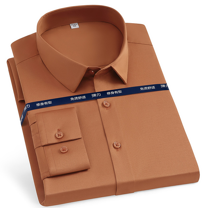 Chemises de bureau sans fer pour hommes, Anti-rides, douces, sans poche, intelligentes, décontractées, violettes, Slim Fit, haut pour hommes, dernière collection
