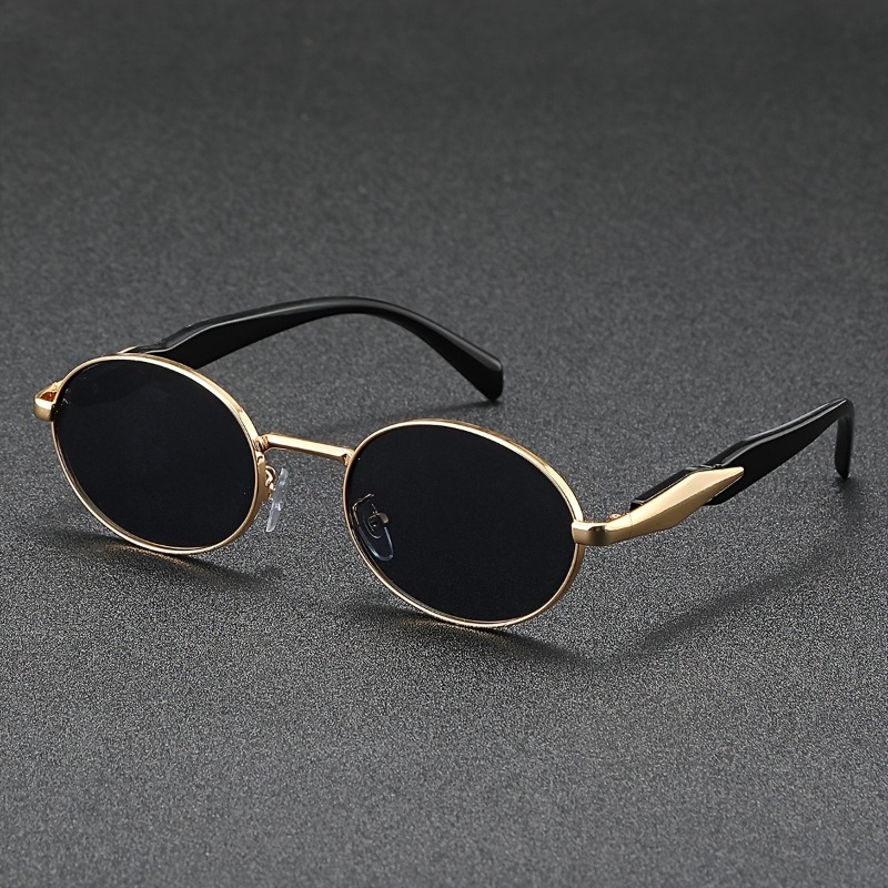 Lunettes de soleil ovales rétro pour hommes et femmes, monture en métal tendance, parfaites pour les activités de plein air