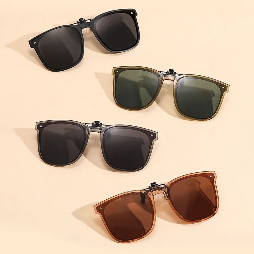 Lunettes de soleil polarisées à Clip, Protection UV 400, facile à transporter, monture carrée pliante, pour femmes et hommes
