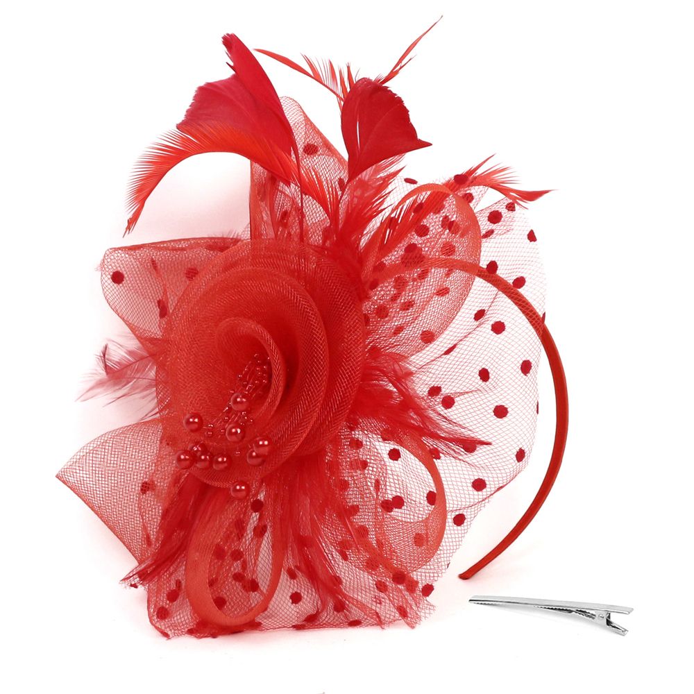 Accessoires pour cheveux maille fleur cheveux fascinateurs plumes de mariage pince à cheveux fascinateur chapeau thé fête bandeau Alice bandeau pince