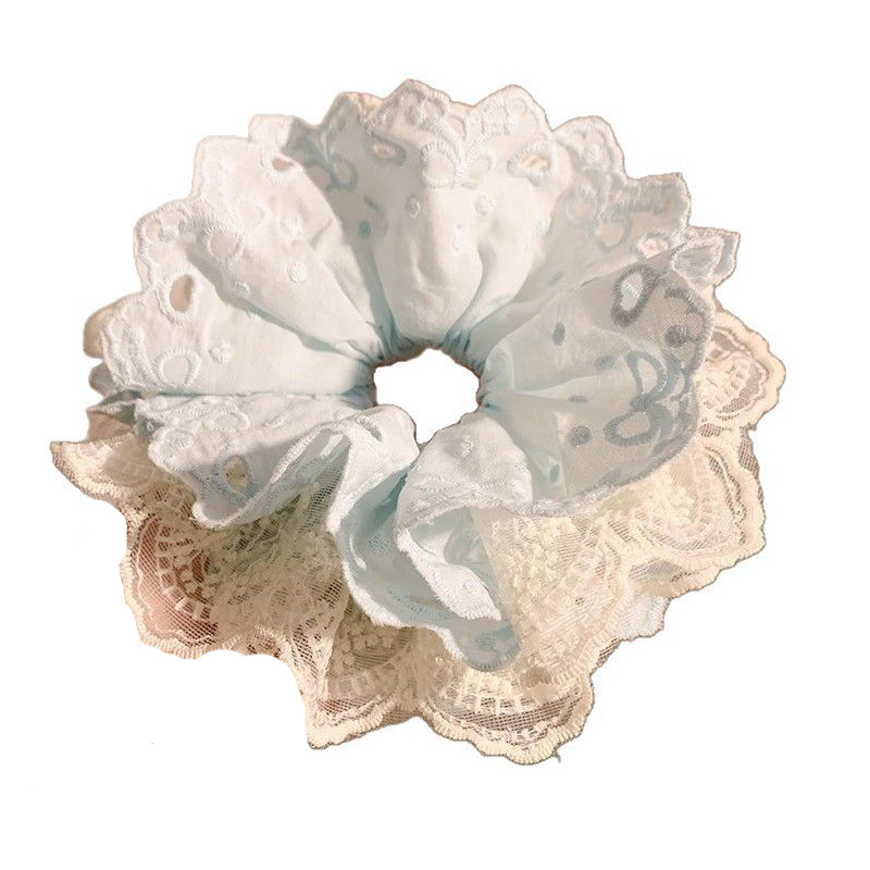 Chouchous pour cheveux femme, style coréen, en dentelle bleue, mignons, doux, Kawaii, accessoires de mode polyvalents, accessoires capillaires de haute qualité